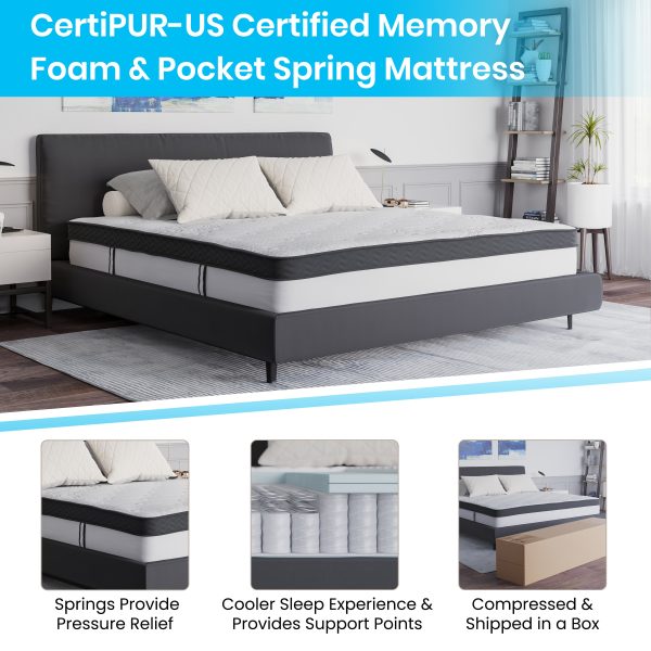 12 Inch CertiPUR-US Certified Memory Foam Pocket Spring Mattress, Mattress in a Box