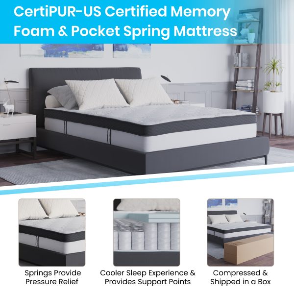 12 Inch CertiPUR-US Certified Memory Foam Pocket Spring Mattress, Mattress in a Box
