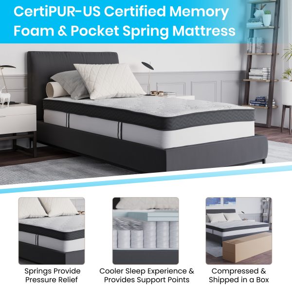 12 Inch CertiPUR-US Certified Memory Foam Pocket Spring Mattress, Mattress in a Box