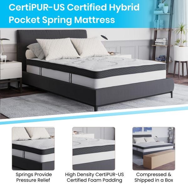 12 Inch CertiPUR-US Certified Hybrid Pocket Spring Mattress, Mattress in a Box - Premium Mattress