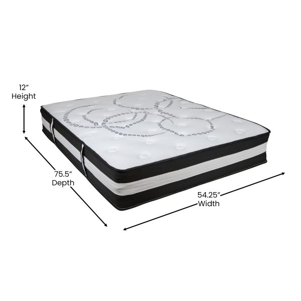 12 Inch CertiPUR-US Certified Hybrid Pocket Spring Mattress, Mattress in a Box - Premium Mattress