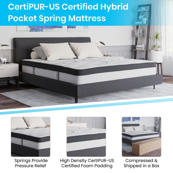 12 Inch CertiPUR-US Certified Hybrid Pocket Spring Mattress, Mattress in a Box - Premium Mattress