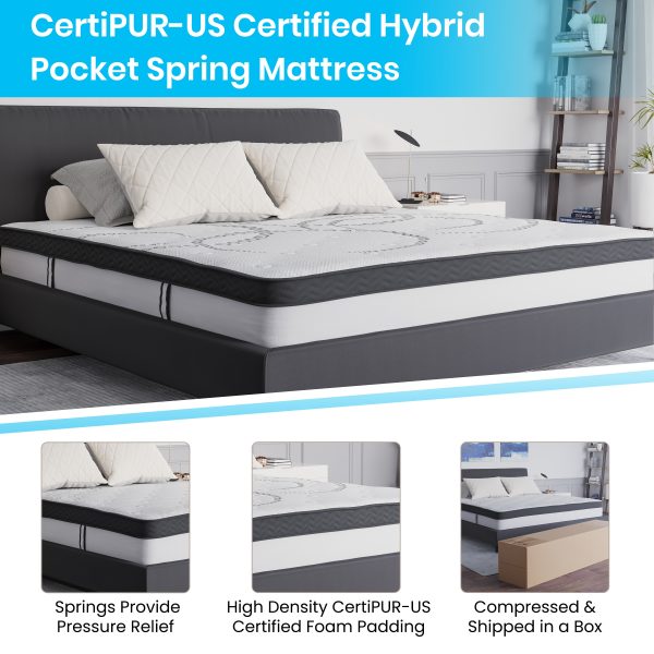 10 Inch CertiPUR-US Certified Hybrid Pocket Spring Mattress, Mattress in a Box - Premium Mattress