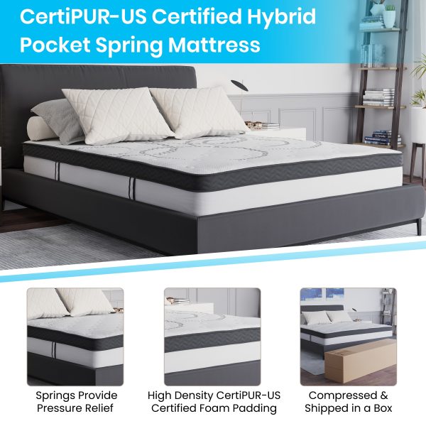 10 Inch CertiPUR-US Certified Hybrid Pocket Spring Mattress, Mattress in a Box - Premium Mattress