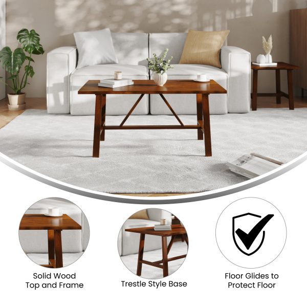 Saul Solid Wood Farmhouse Trestle Coffee Table