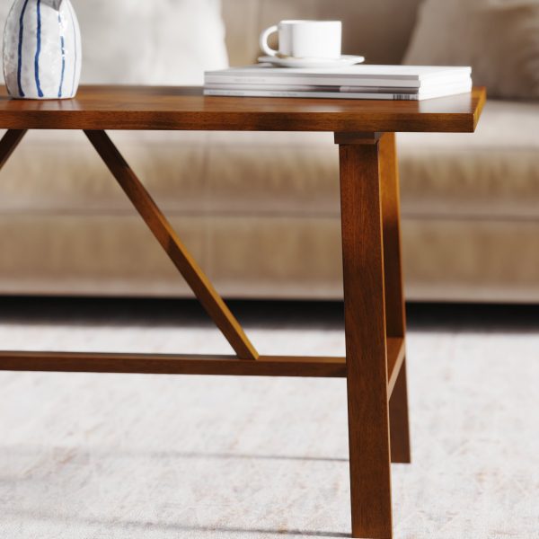 Saul Solid Wood Farmhouse Trestle Coffee Table