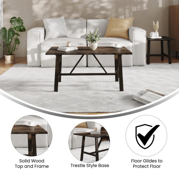 Saul Solid Wood Farmhouse Trestle Coffee Table