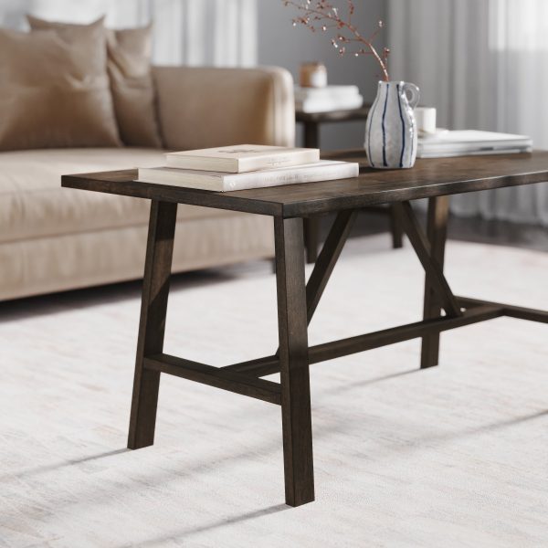 Saul Solid Wood Farmhouse Trestle Coffee Table