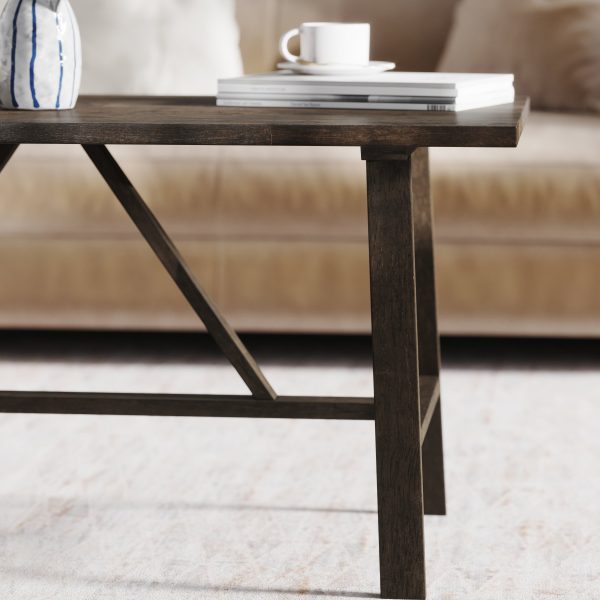 Saul Solid Wood Farmhouse Trestle Coffee Table
