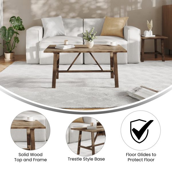 Saul Solid Wood Farmhouse Trestle Coffee Table