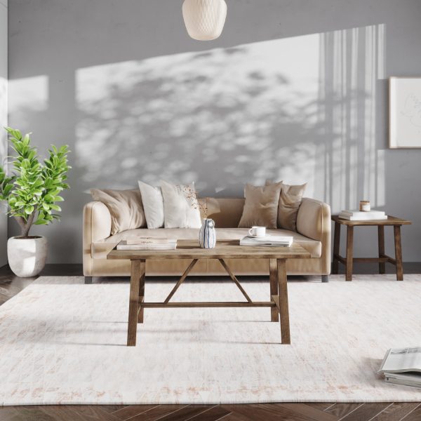 Saul Solid Wood Farmhouse Trestle Coffee Table