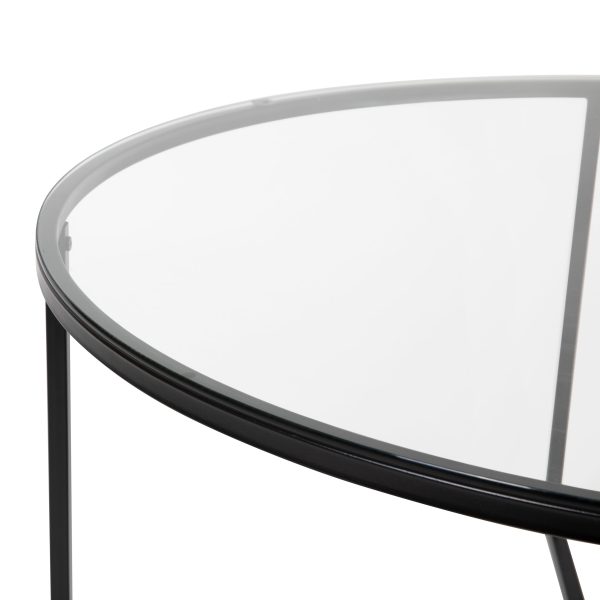 Glass Living Room Coffee Table with Crisscross Metal Frame