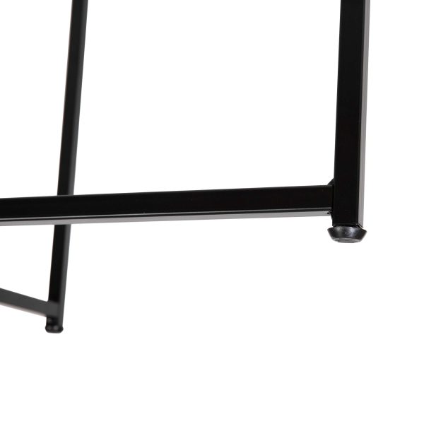 Glass Living Room Coffee Table with Crisscross Metal Frame