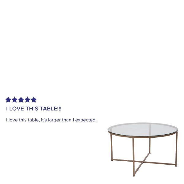 Glass Living Room Coffee Table with Crisscross Metal Frame
