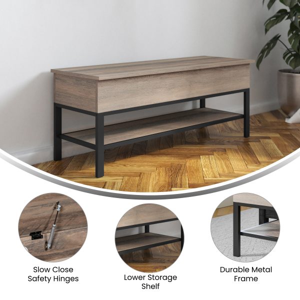 Marella Farmhouse Entryway Bench with Hinged Lift Top Seat