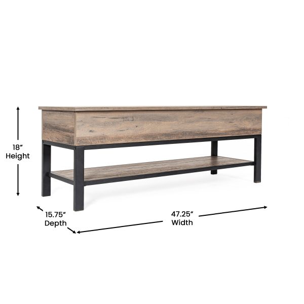Marella Farmhouse Entryway Bench with Hinged Lift Top Seat
