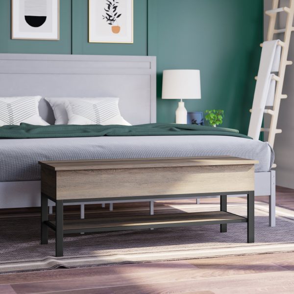 Marella Farmhouse Entryway Bench with Hinged Lift Top Seat