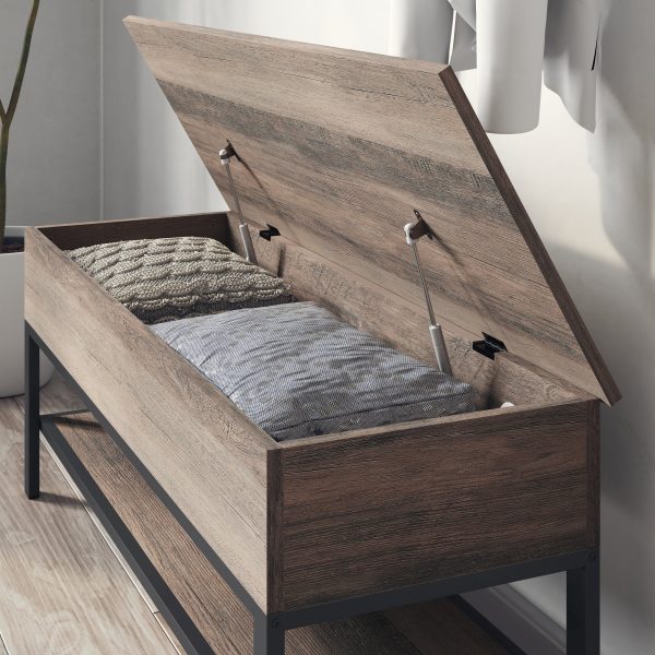 Marella Farmhouse Entryway Bench with Hinged Lift Top Seat