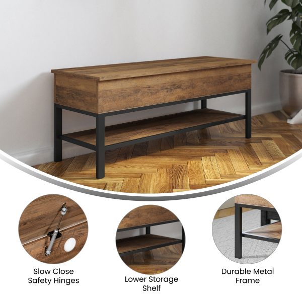 Marella Farmhouse Entryway Bench with Hinged Lift Top Seat