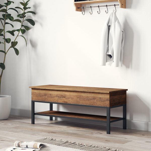 Marella Farmhouse Entryway Bench with Hinged Lift Top Seat