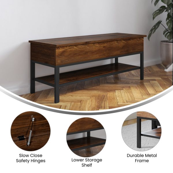 Marella Farmhouse Entryway Bench with Hinged Lift Top Seat