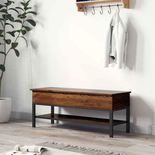 Marella Farmhouse Entryway Bench with Hinged Lift Top Seat