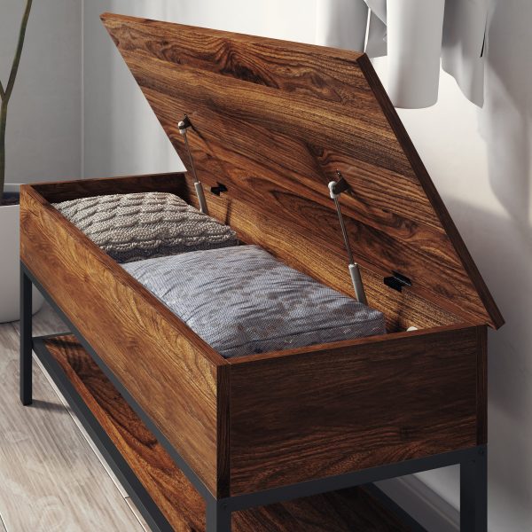 Marella Farmhouse Entryway Bench with Hinged Lift Top Seat