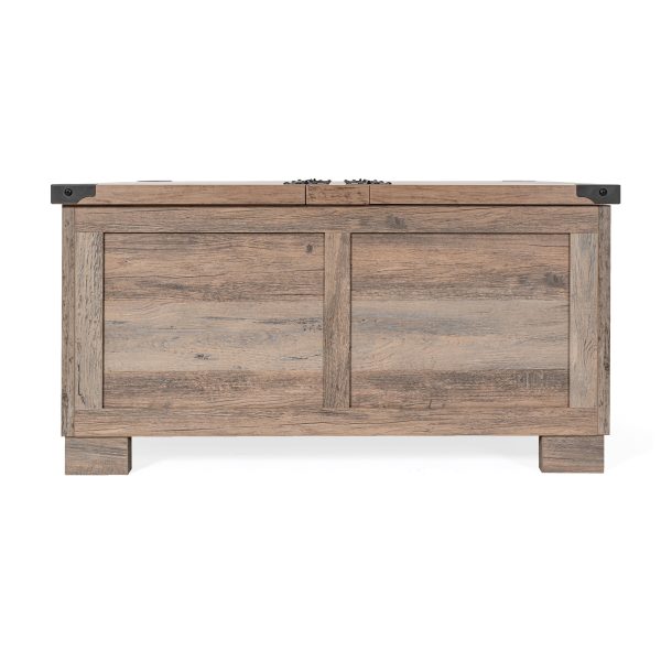 Marella Farmhouse Coffee Table with Clamshell Style Hinged Table Top and Hidden Storage