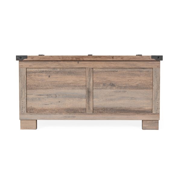 Marella Farmhouse Coffee Table with Clamshell Style Hinged Table Top and Hidden Storage